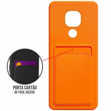 Capa para Motorola Moto G9 Play - Emborrachada Case Card Laranja